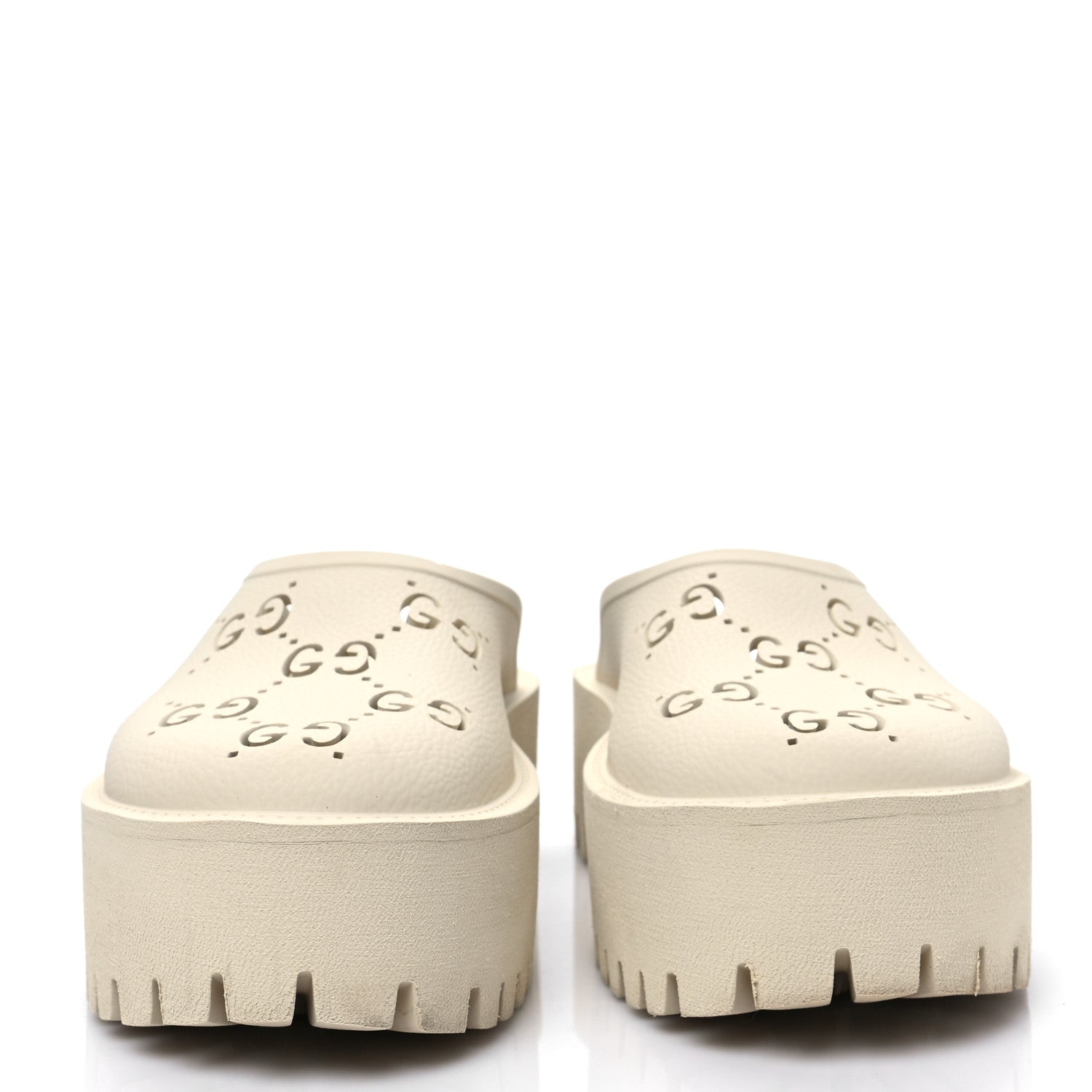 Gucci Rubber GG Monogram Perforated Elea Platform 55mm Lug Sole Sandals 37 Mystic White 2 of 10