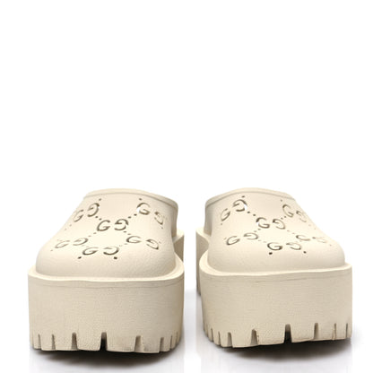 Gucci Rubber GG Monogram Perforated Elea Platform 55mm Lug Sole Sandals 37 Mystic White 2 of 10