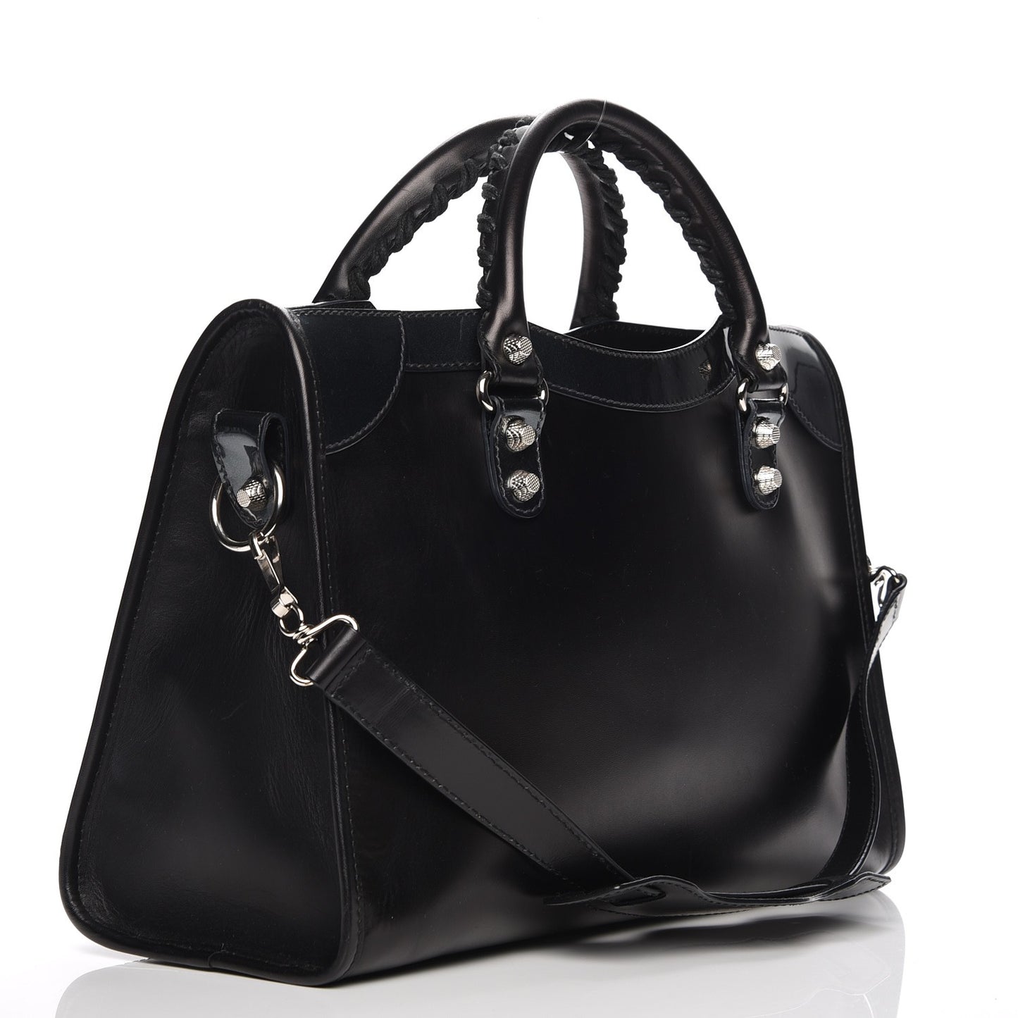 Smooth Calfskin Metallic Patent Giant 12 Silver Hardware City Black Gris