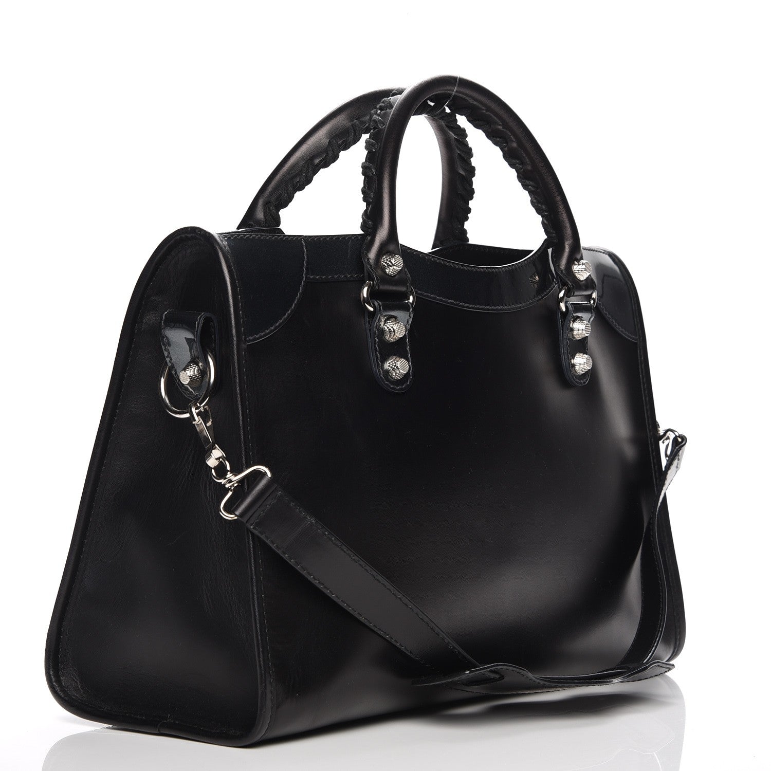 Balenciaga Smooth Calfskin Metallic Patent Giant 12 Silver Hardware City Black Gris 4 of 8