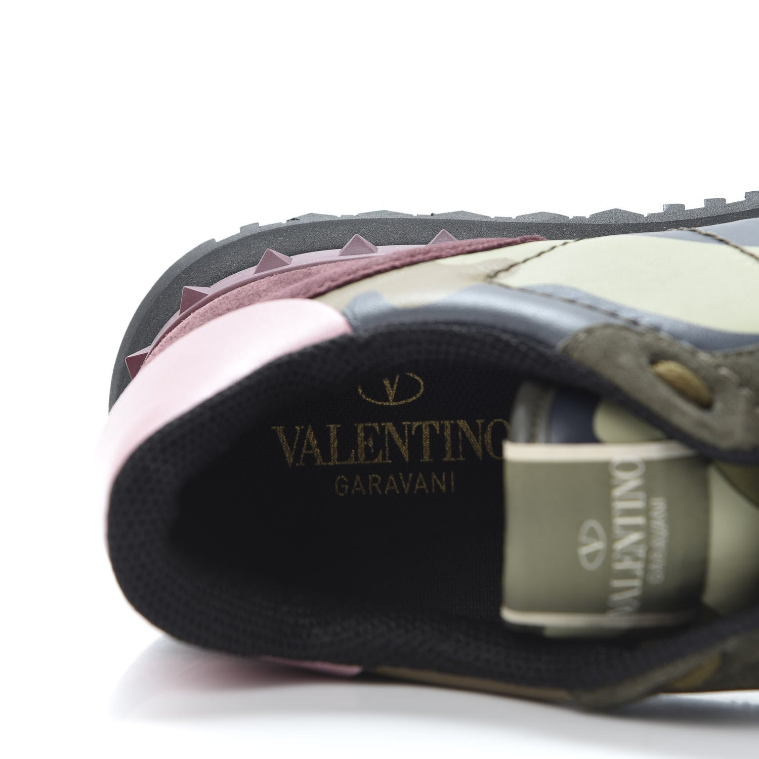 Valentino Garavani Nappa Suede Camouflage Mens Rockrunner Sneakers 42 Marine Army Green Cerise 8 of 13