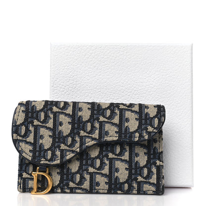 Christian Dior Oblique Saddle Cosmos Zipped Card Holder Blue 9 of 9