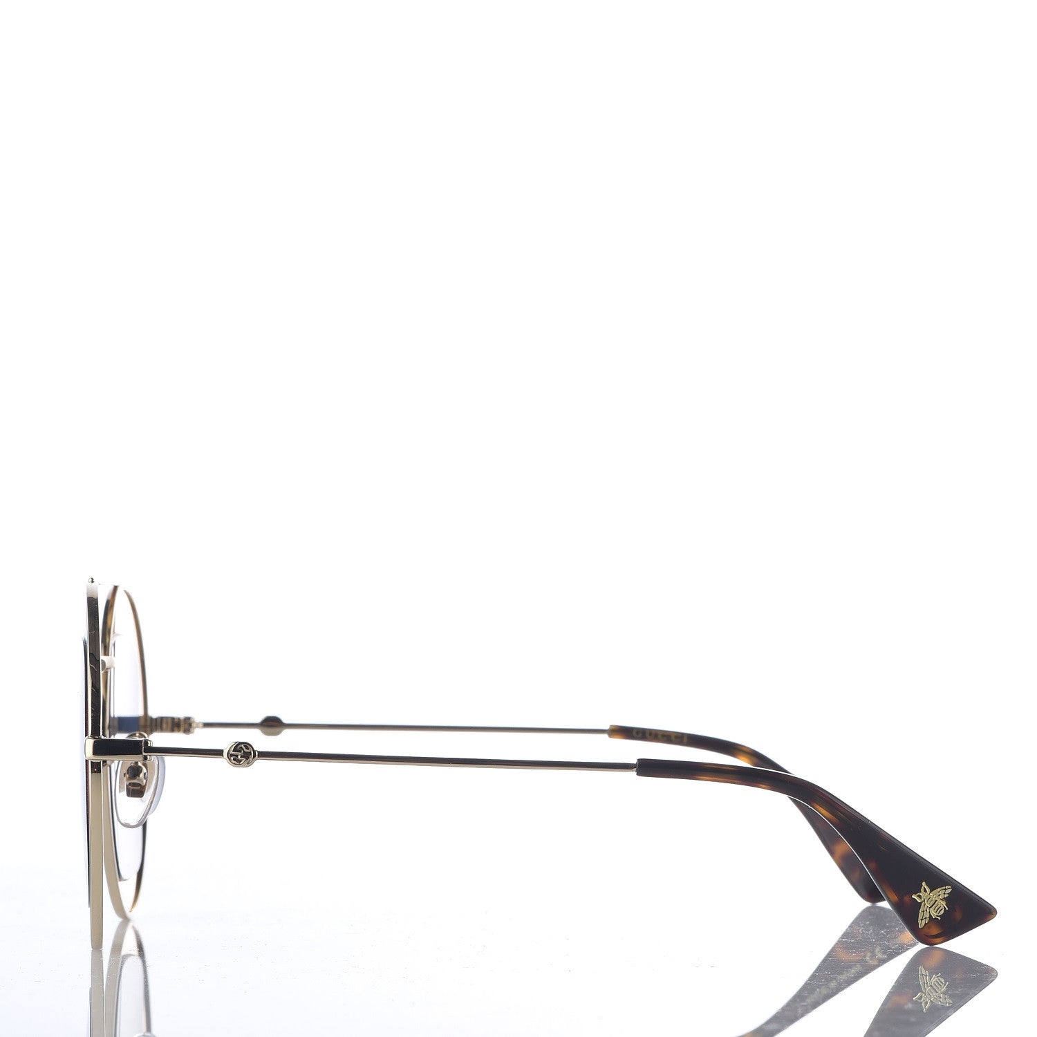 Gucci Round Frame Sylvie Web Sunglasses GG0105S Gold 3 of 9