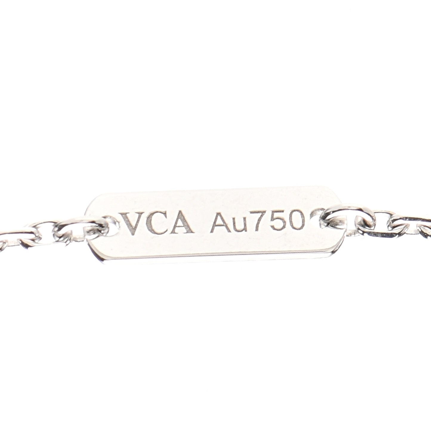 18K White Gold Mother of Pearl Vintage Alhambra Pendant Necklace