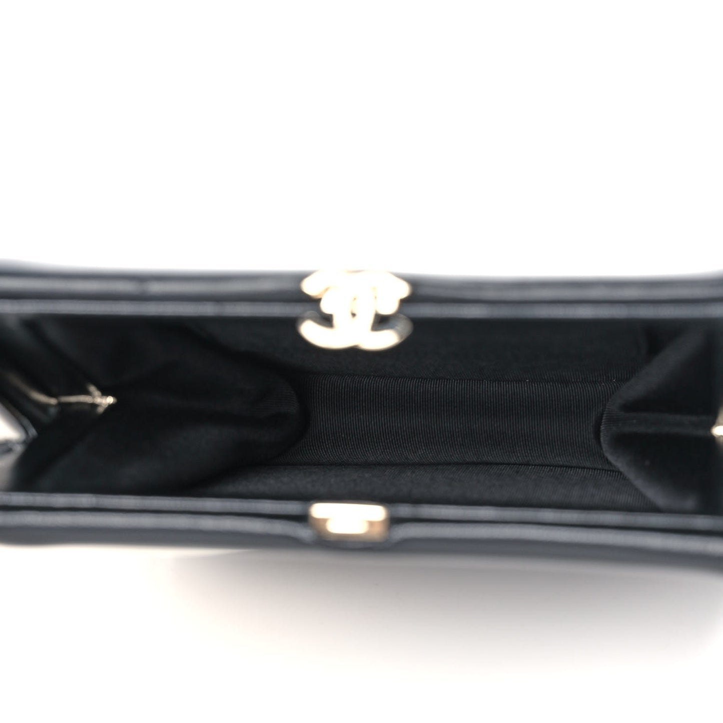 Lambskin CC Wristlet Clutch Black White