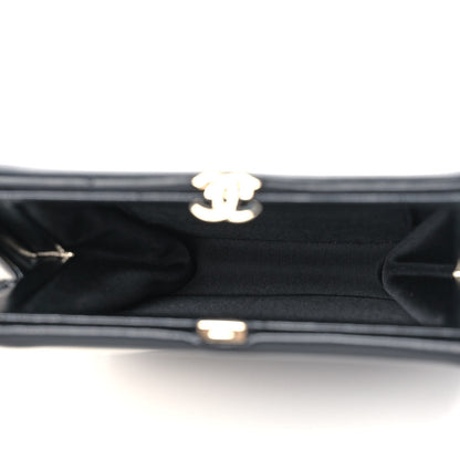 Chanel Lambskin CC Wristlet Clutch Black White 5 of 16