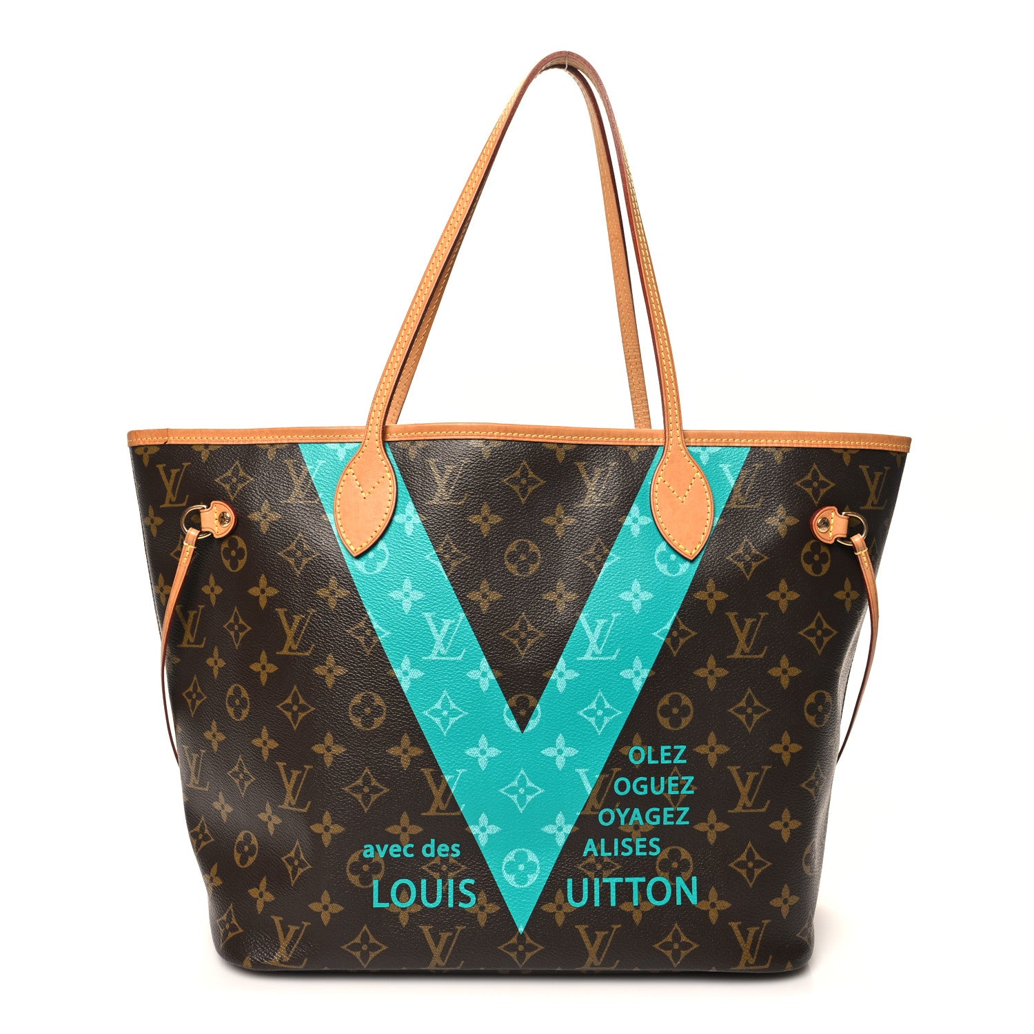 Louis Vuitton Monogram V Neverfull MM Turquoise 1 of 11