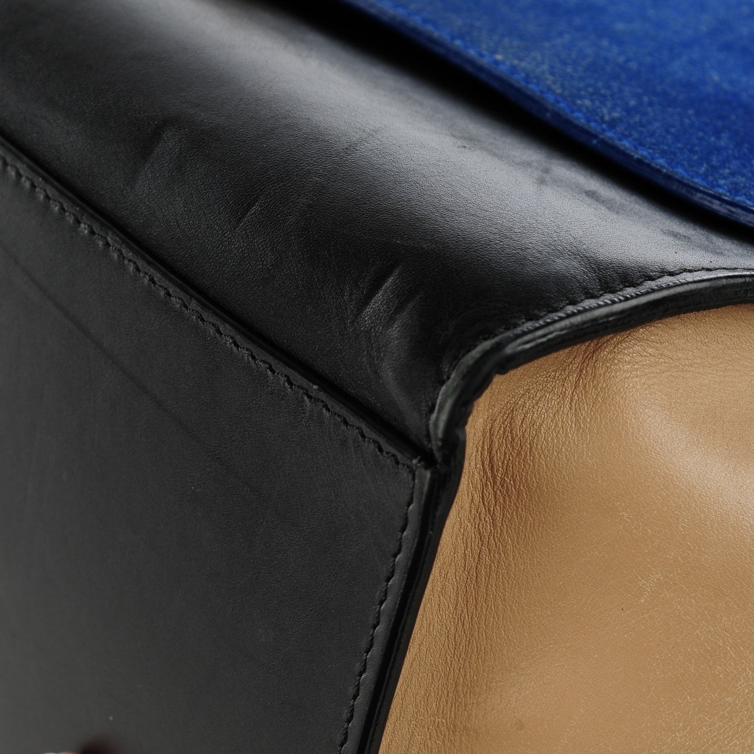 Celine Smooth Calfskin Suede Medium Tri-Color Trapeze Royal Blue 2 of 10