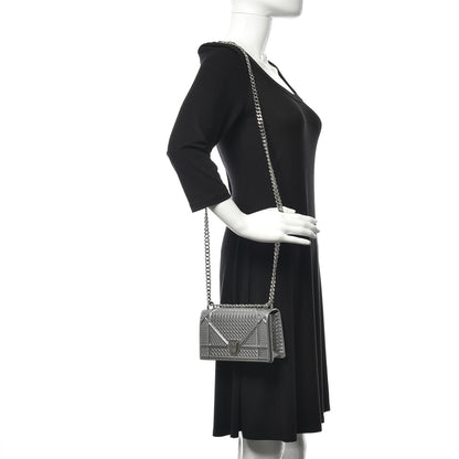 Christian Dior Metallic Patent Micro-Cannage Mini Diorama Flap Bag Silver 2 of 12