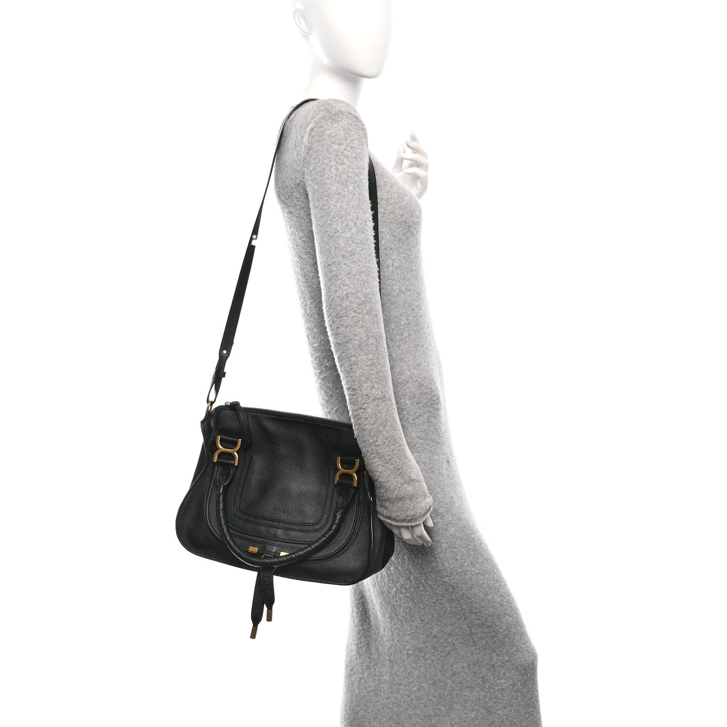 Calfskin Medium Marcie Satchel Black