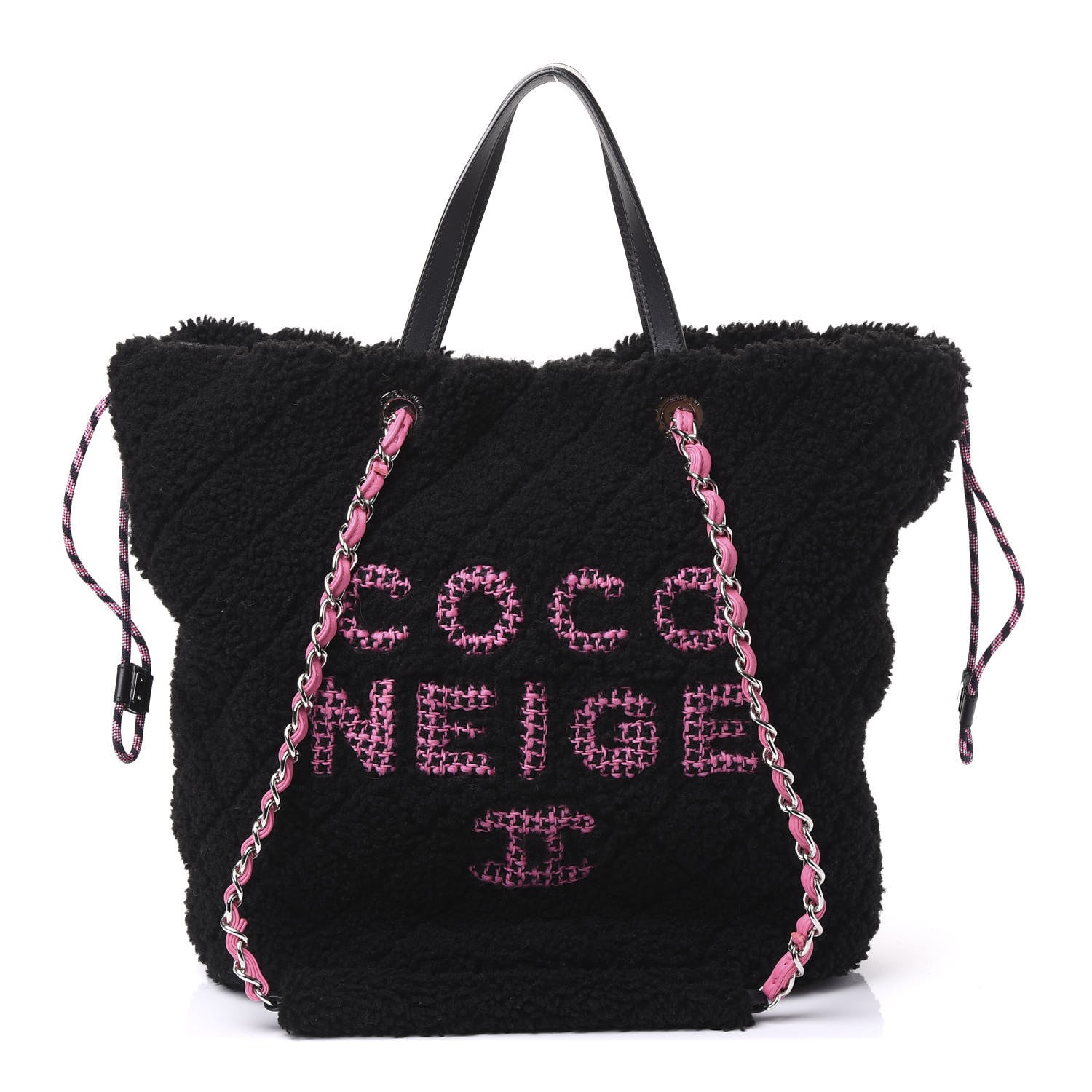 Chanel Shearling Sheepskin Large Coco Neige Tote Black 1 of 9