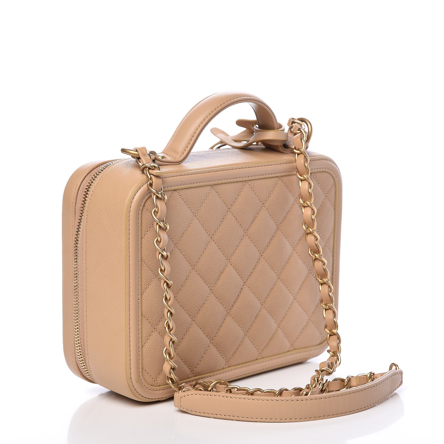 Chanel Caviar Quilted Medium CC Filigree Vanity Case Beige 3 of 17