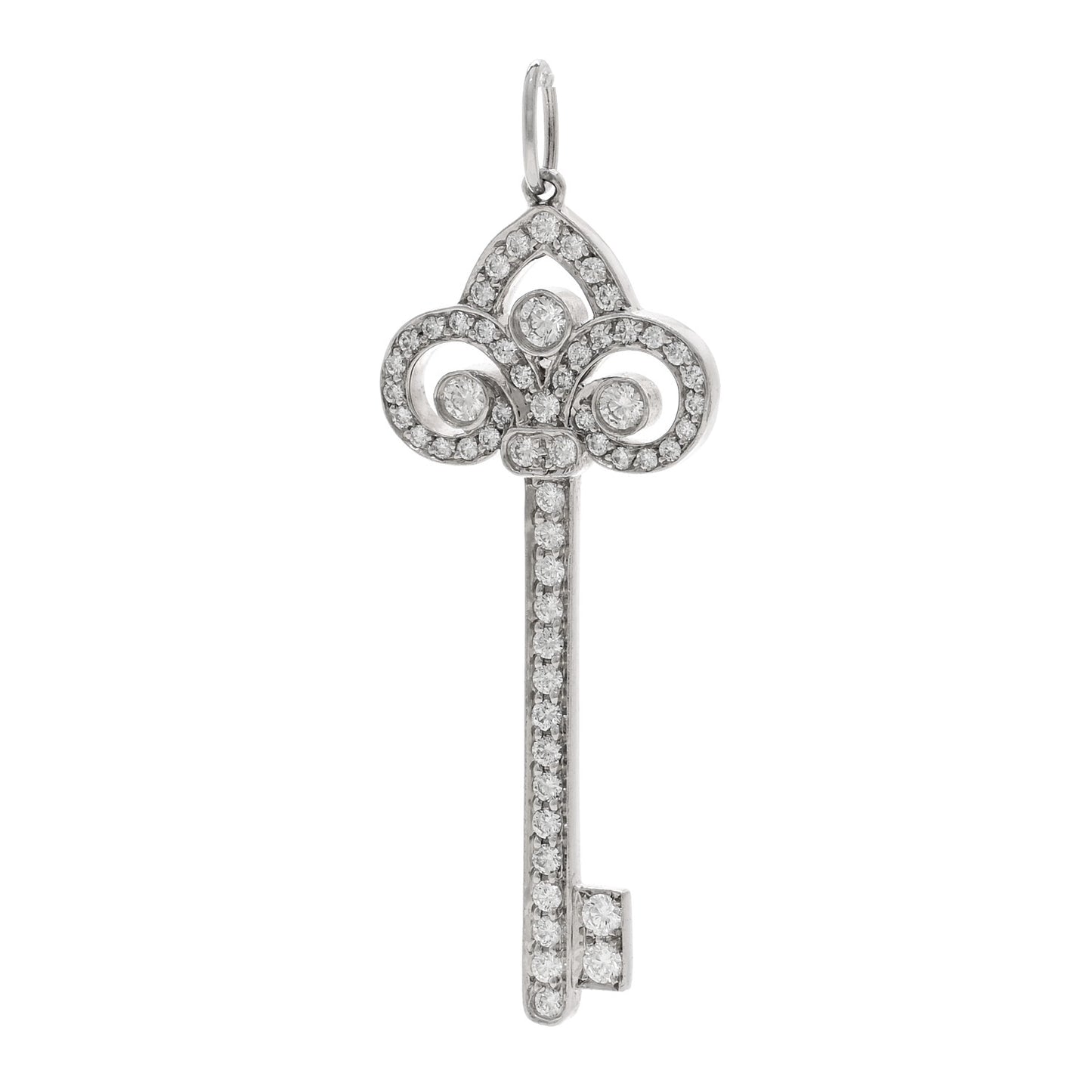 Platinum Diamond Fleur De Lis Key Pendant