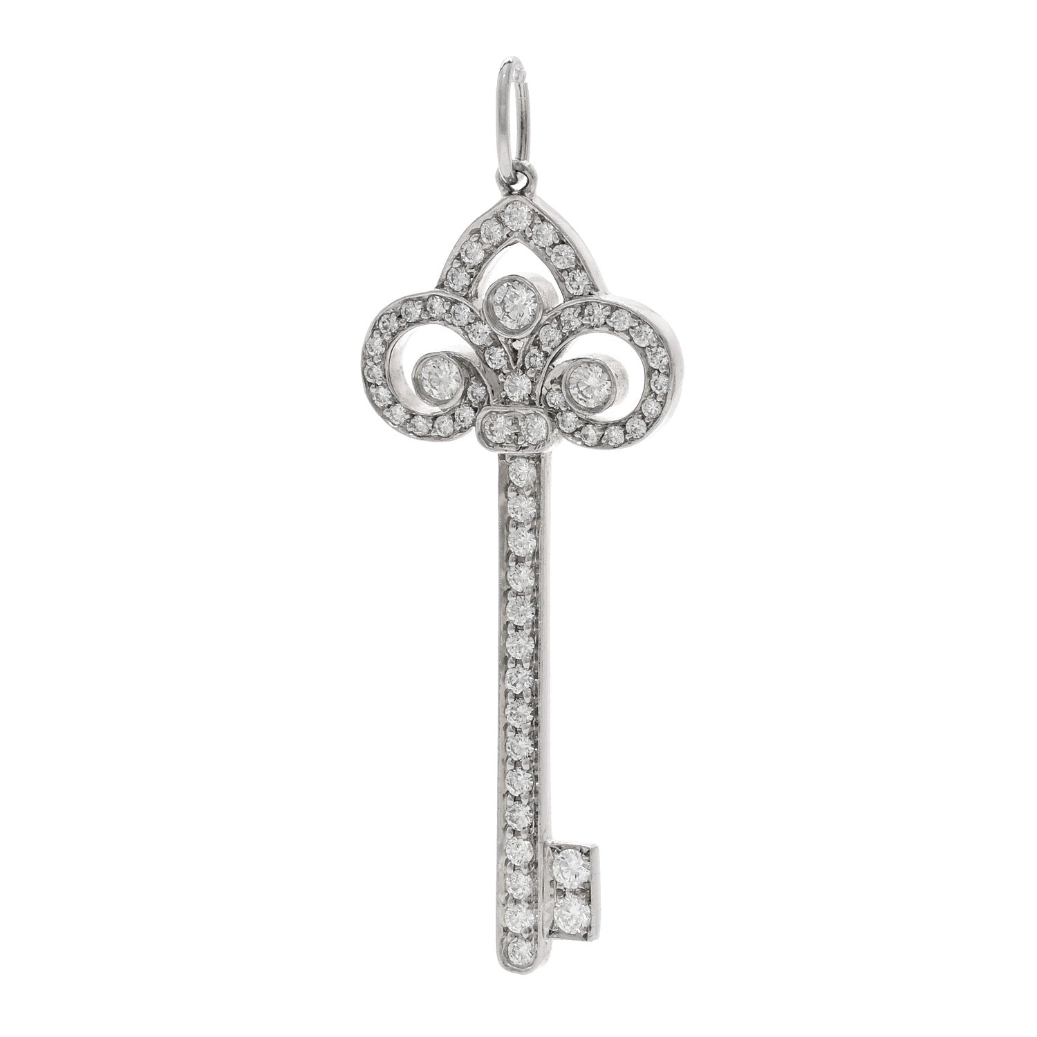 Tiffany Platinum Diamond Fleur De Lis Key Pendant 1 of 4