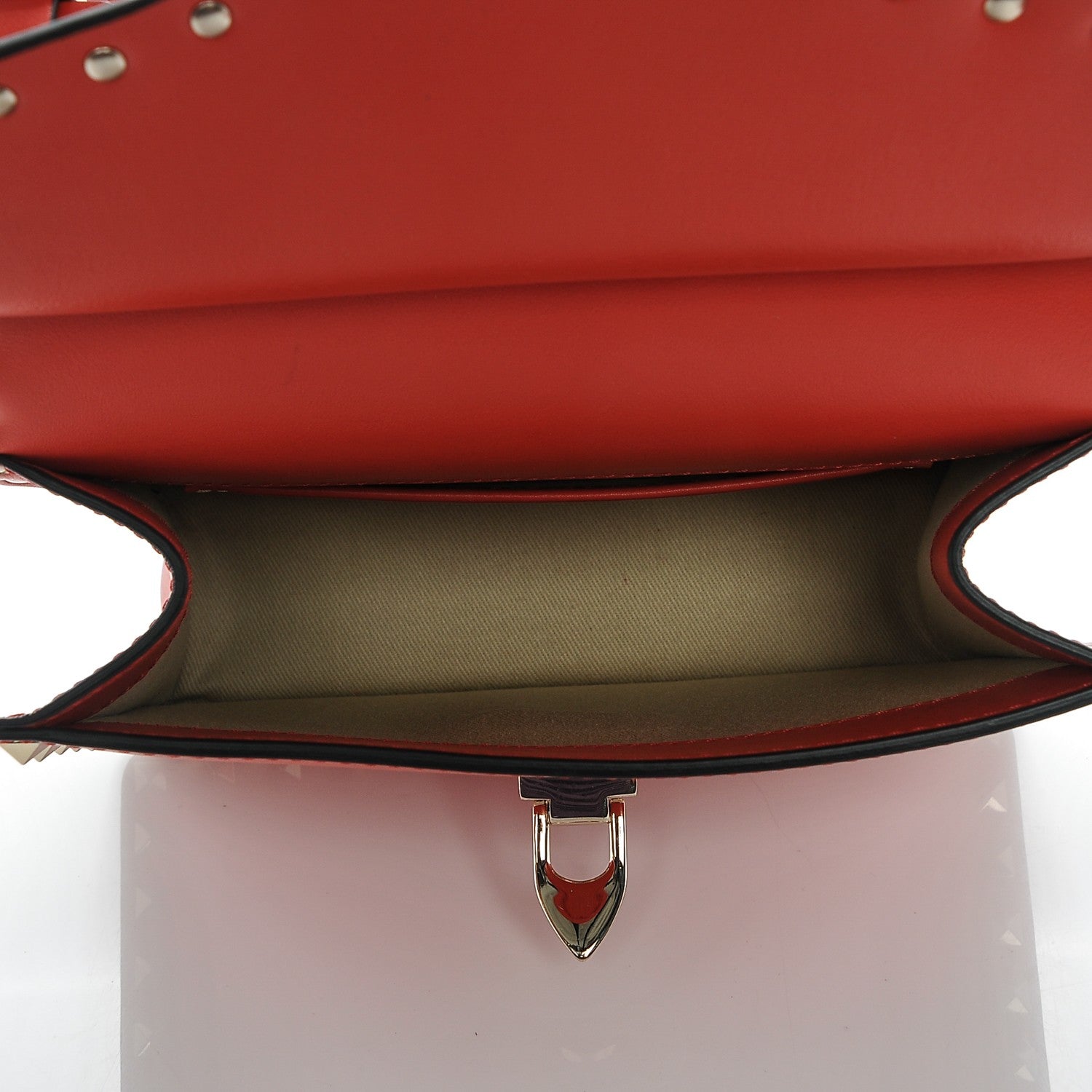 Valentino Garavani Calfskin Rockstud Crossbody Messenger Bag Deep Coral 5 of 7