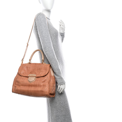 Prada Madras Woven Top Handle Satchel Beige 2 of 12