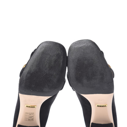 Gucci Kid Scamosciato GG Marmont Fringe 50mm Loafer Pumps 37.5 Black 12 of 14