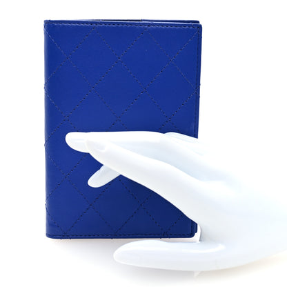Chanel Calfskin Quilted Travel Wallet Passport Insert Blue 2 of 6