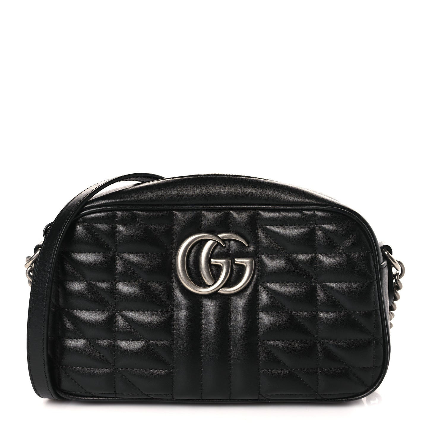 Calfskin Matelasse Aria Small GG Marmont Chain Shoulder Bag Black