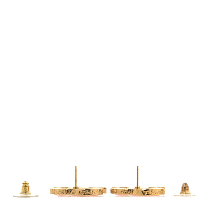 Chanel Metal Enamel CC Earrings Pink Gold 3 of 5