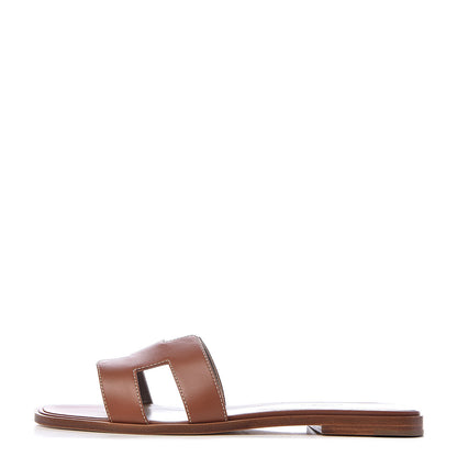 Hermes Box Calfskin Oran Sandals 41 Gold 1 of 11