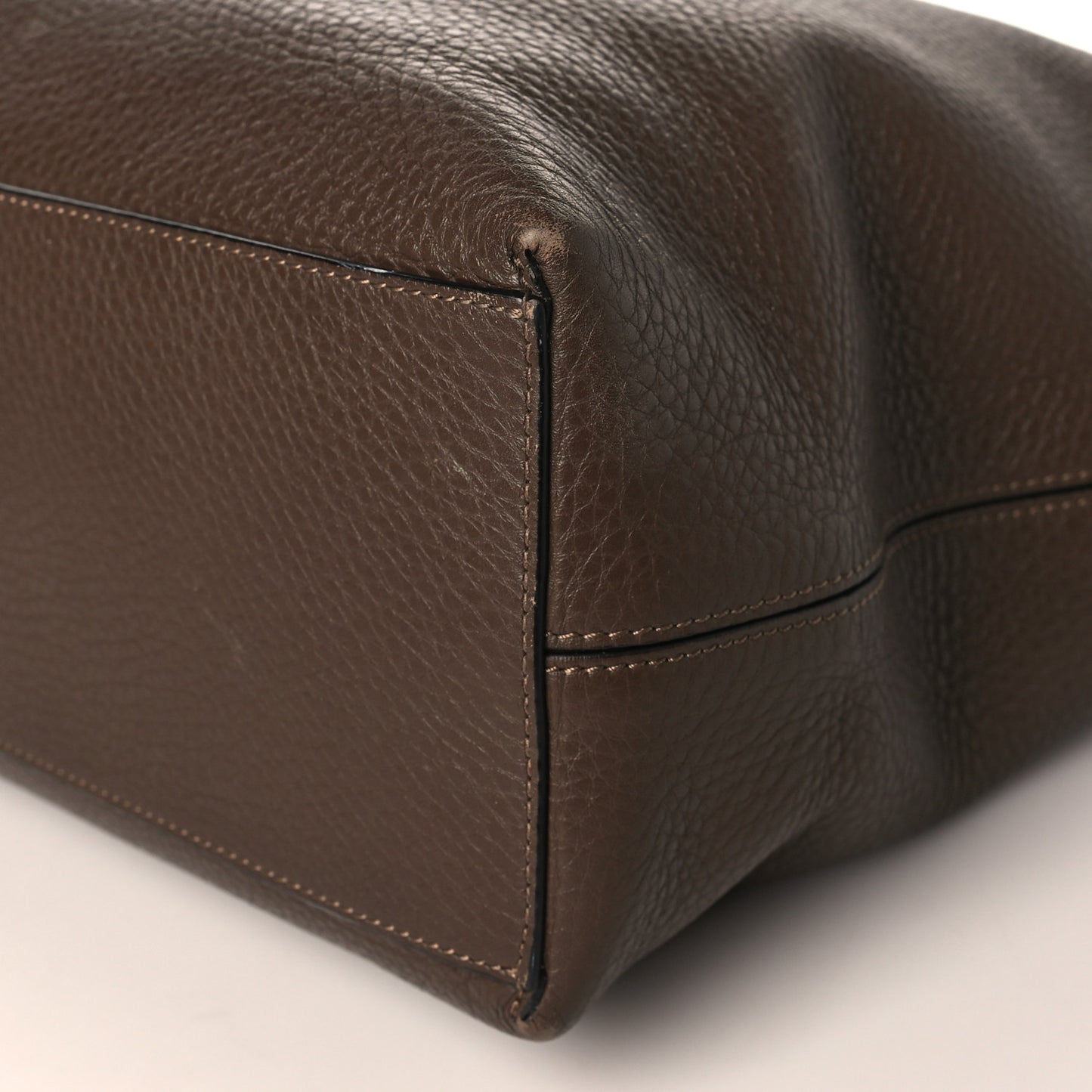 Grained Calfskin Rockstud Shoulder Tote Deep Taupe