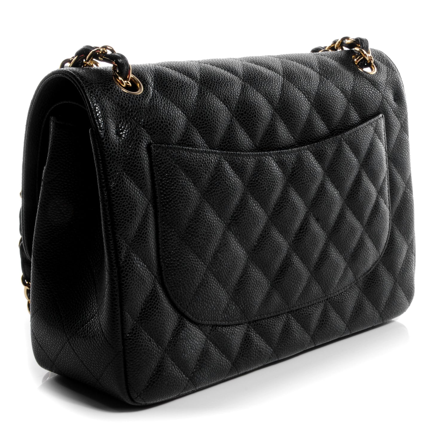 Caviar Quilted Jumbo Double Flap Black