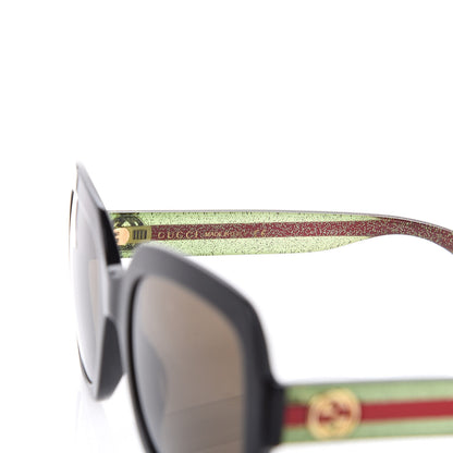 Gucci Oversize Square Web GG 0036S Sunglasses Black Green 6 of 8
