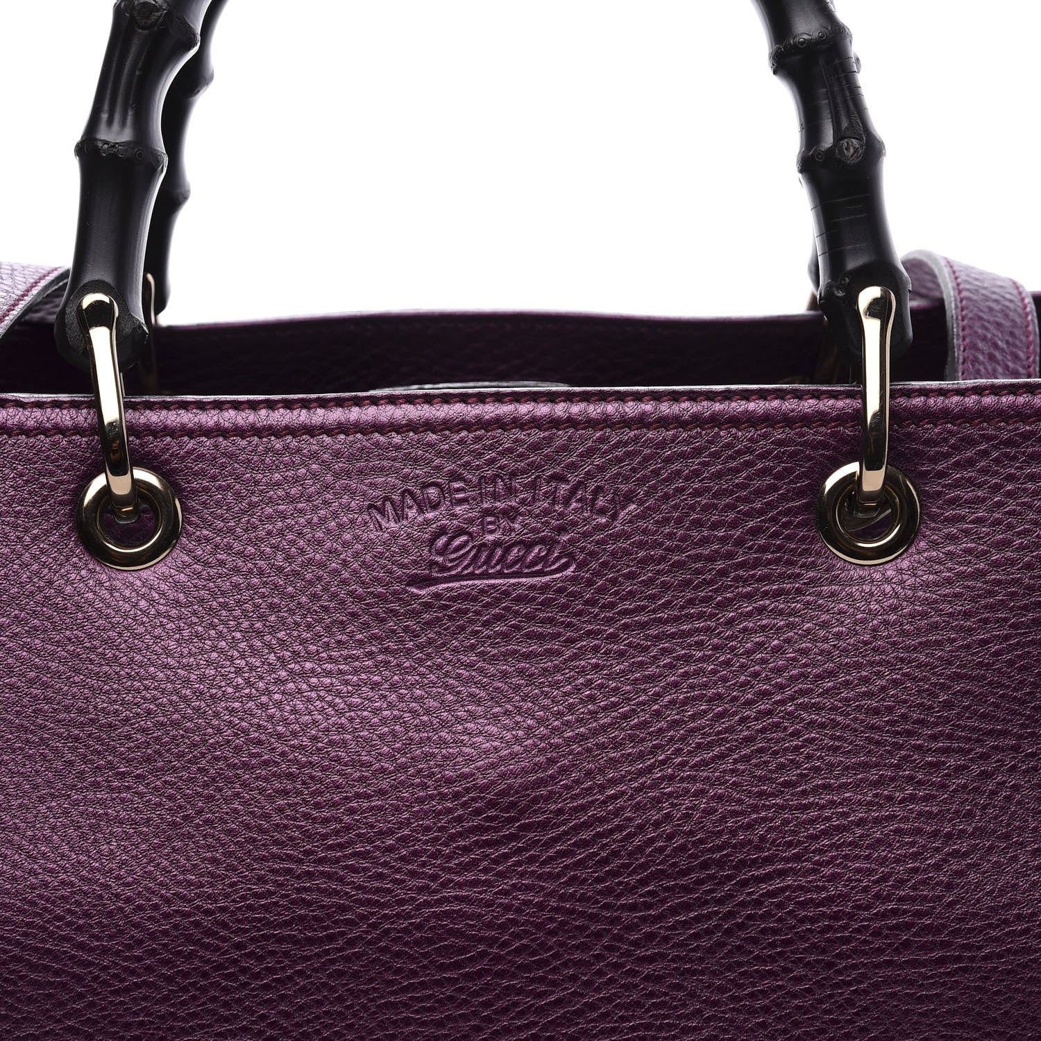 Gucci Pebbled Calfskin Medium Bamboo Shopper Tote Purple 13 of 13