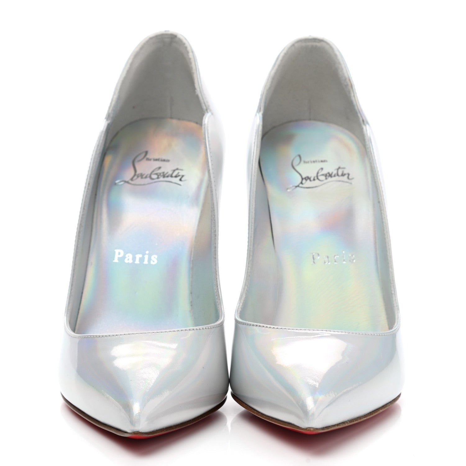 Christian Louboutin Metallic Patent Psychic Hot Chick 100 Pumps 35 White 2 of 7