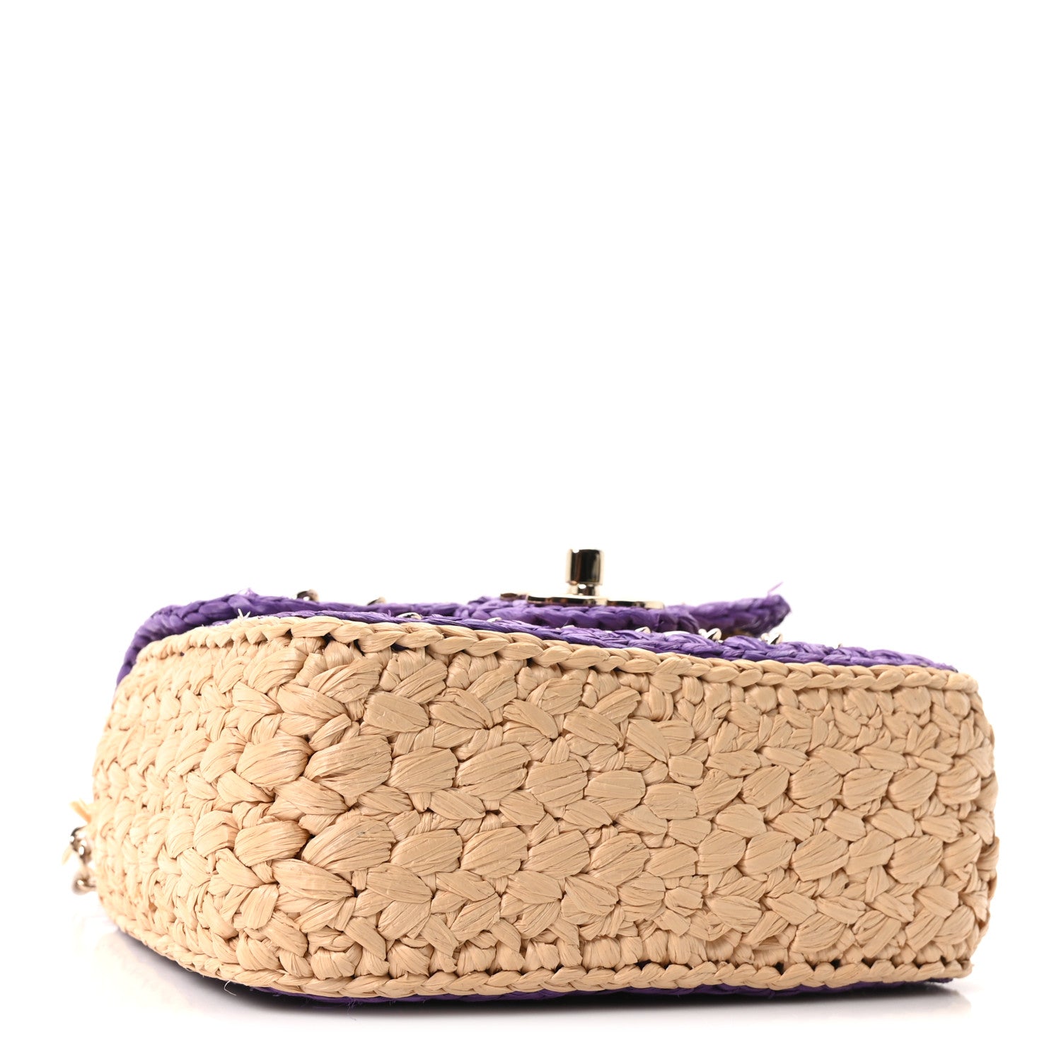 Chanel Raffia Chain Venice Beach Mini Flap Bag Beige Purple