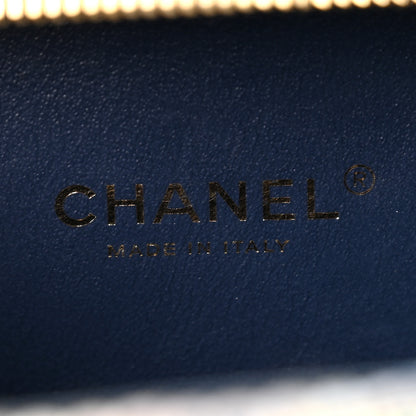 Chanel Tweed Snakeskin Quilted Small CC Filigree Vanity Case Navy Multicolor 5 of 9