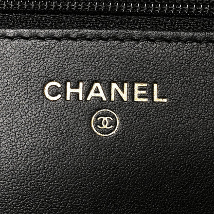 Chanel Calfskin Crocodile Embossed Graffiti 2.55 Cocodile Reissue Wallet On Chain WOC Black Gold 7 of 11