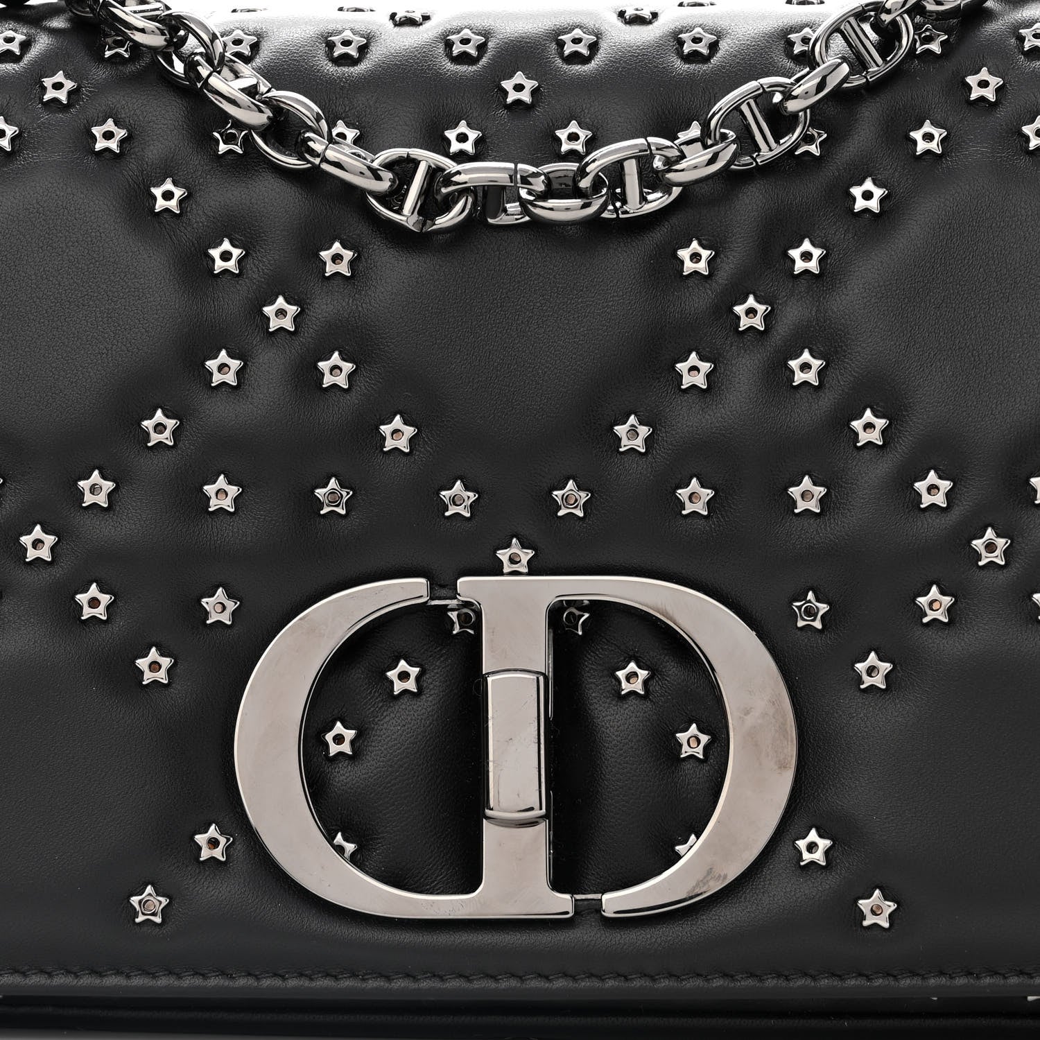 Christian Dior Calfskin Lucky Star Macrocannage Medium Caro Bag Black 8 of 10
