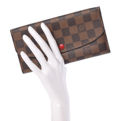 Louis Vuitton Damier Ebene Emilie Wallet Red 2 of 10
