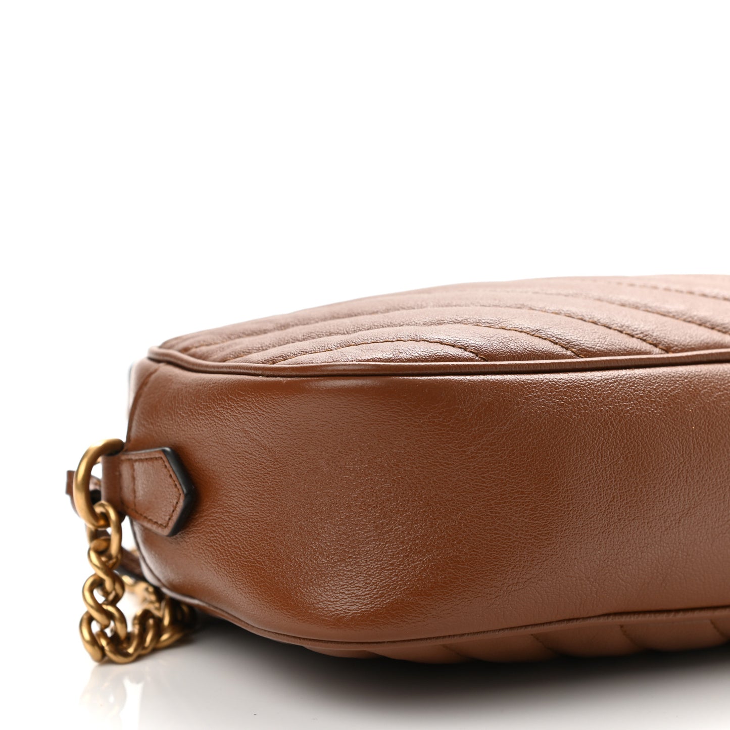 Glazed Calfskin Matelasse Diagonal Small GG Marmont Chain Shoulder Bag Cuir