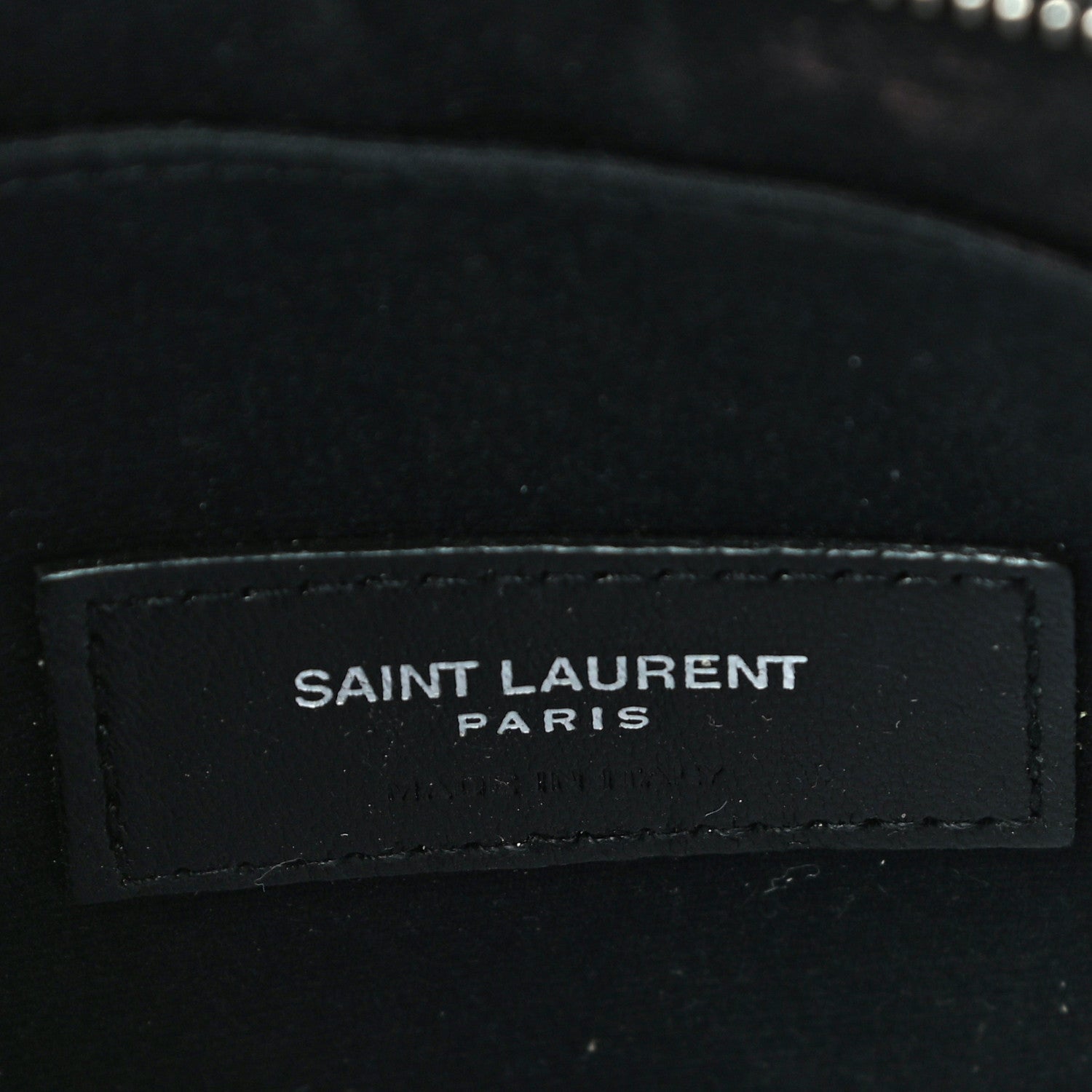 Saint Laurent Patent Grain De Poudre Matelasse Chevron Monogram Bill Pouch Neon Yellow 7 of 13