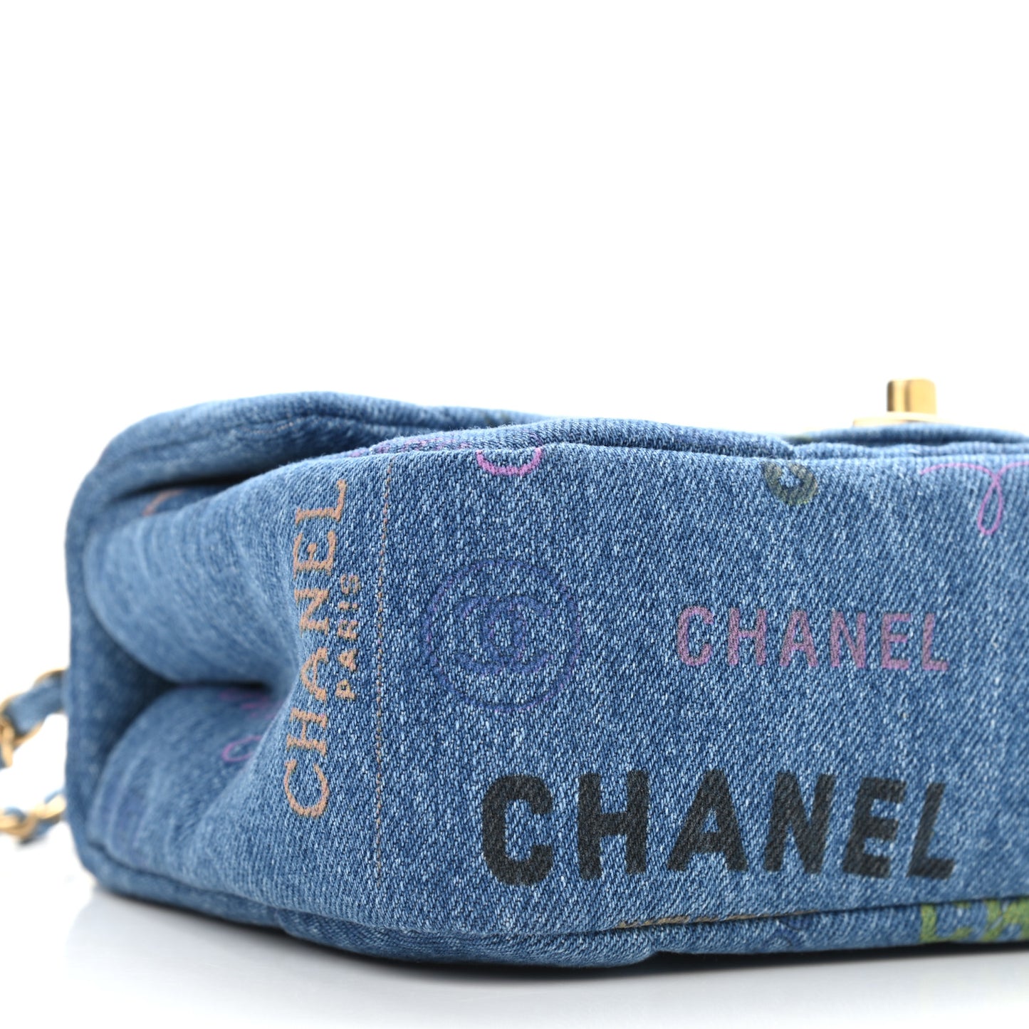 Denim Quilted Mini Denim Mood Rectangular Flap Blue Multicolor