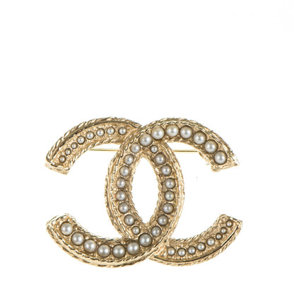Chanel Pearl CC Brooch Gold 1 of 4