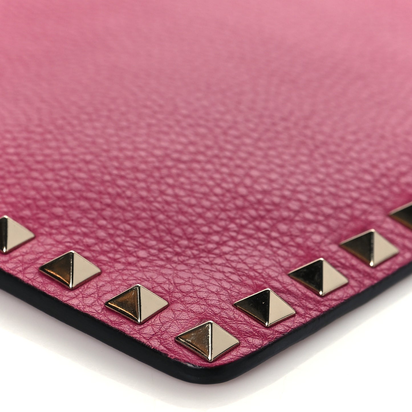 Pebbled Calfskin Large Rockstud Zip Pouch Deep Cyclamin