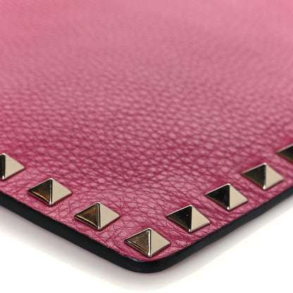 Valentino Garavani Pebbled Calfskin Large Rockstud Zip Pouch Deep Cyclamin 8 of 9