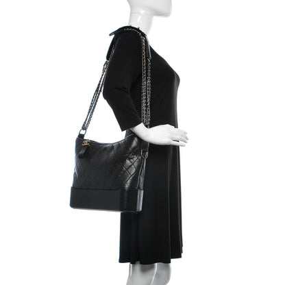 Chanel Aged Calfskin Quilted Large Gabrielle Hobo Black 2 of 10