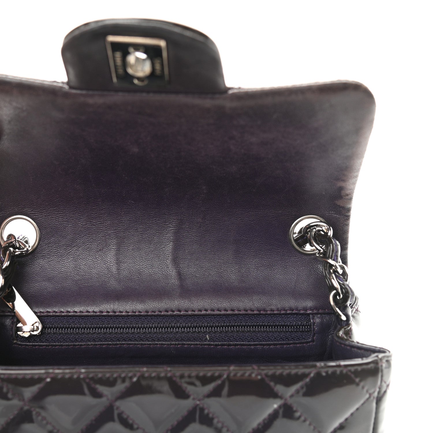 Chanel Patent Quilted Mini Square Flap Purple 8 of 8