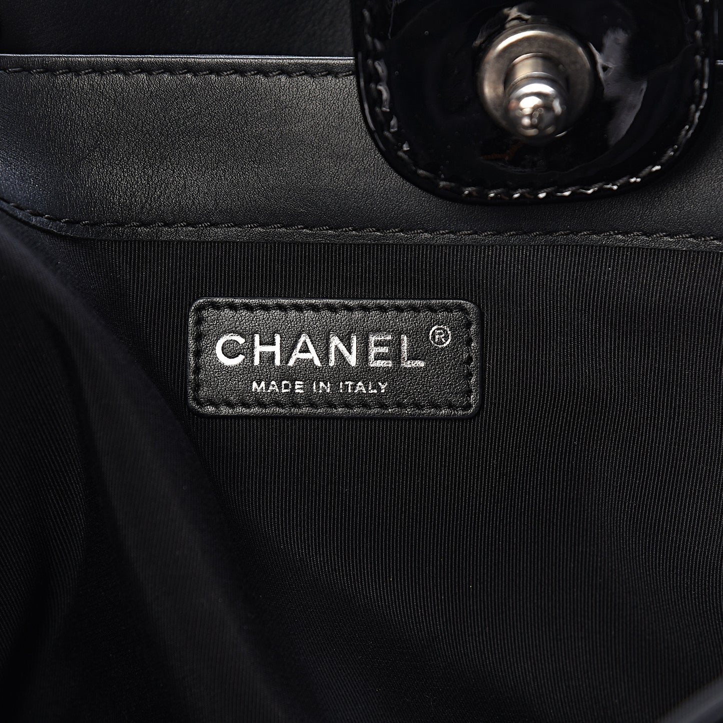 Patent Quilted Reverso Boy Tote Black