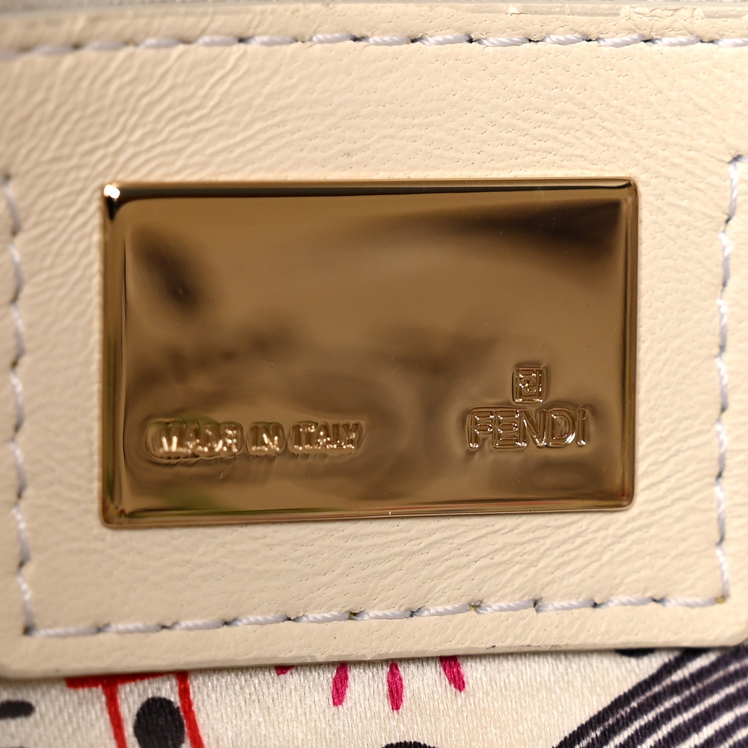 Fendi Nappa Logo Embossed Baguette White 6 of 13