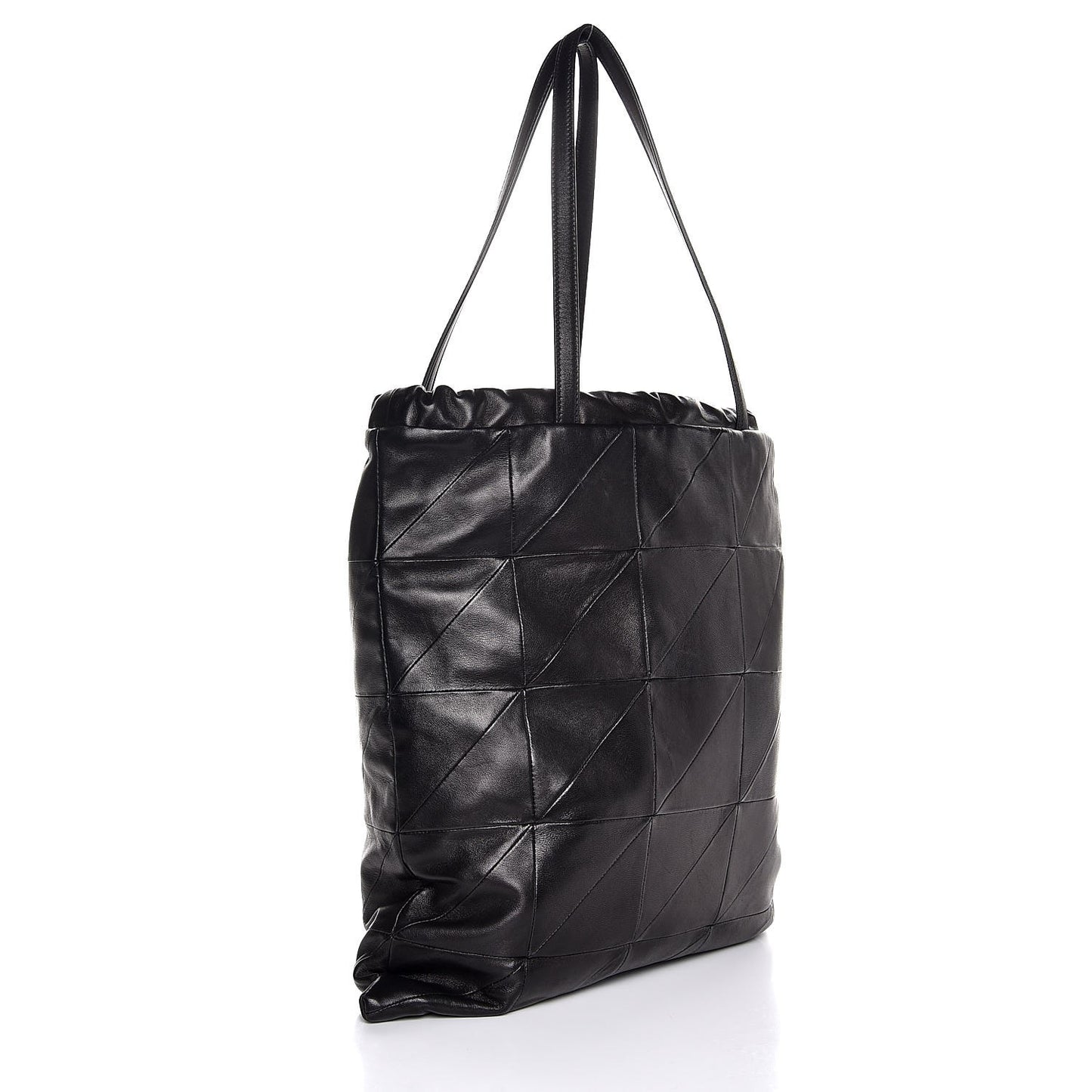Lambskin Patchwork Jamie Drawstring Bag Black