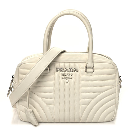 Prada Soft Calfskin Impunture Diagramme Top Handle Crossbody Bag Talco 1 of 11