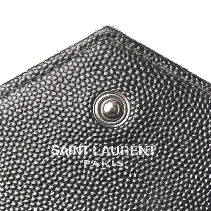 Saint Laurent Grain De Poudre Matelasse Chevron Monogram Chain Wallet Black 8 of 9