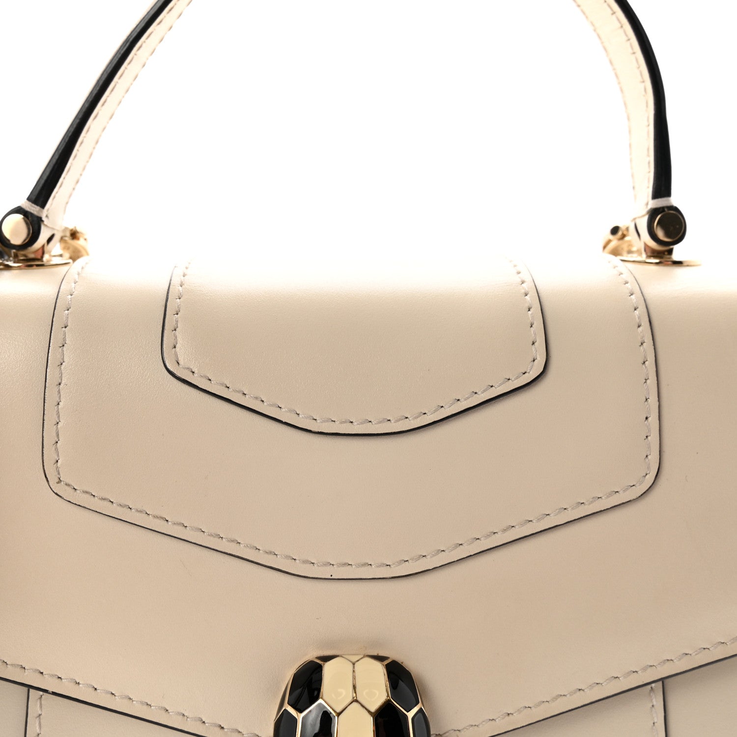 Bulgari Calfskin Serpenti Forever Top Handle White 8 of 10
