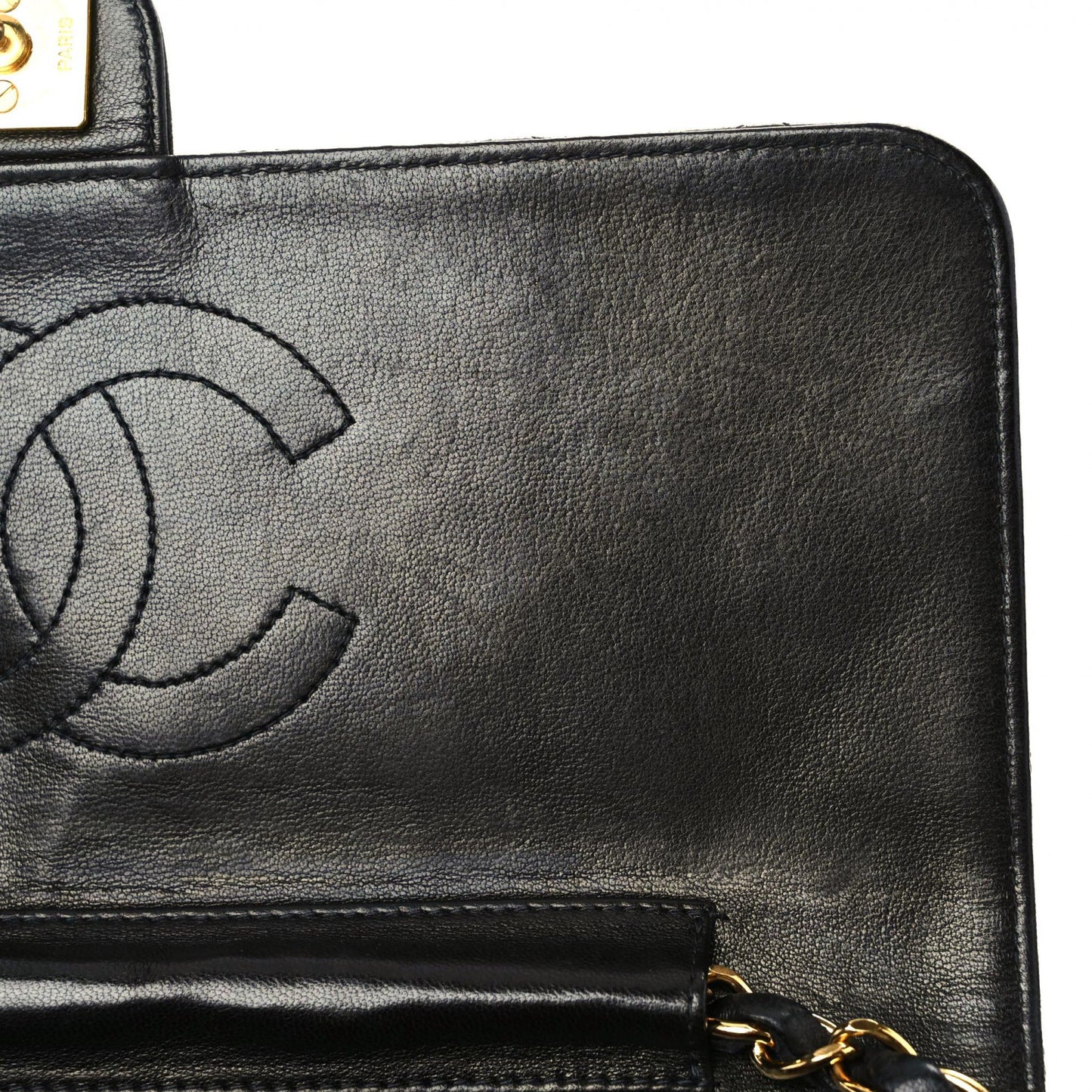 Lambskin Quilted Medium Single Flap Black